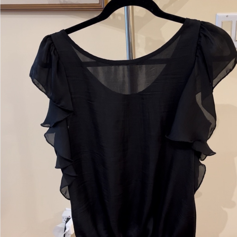 Women’s Black Ruffle Sleeve Blouse - Classic Lightweight Top